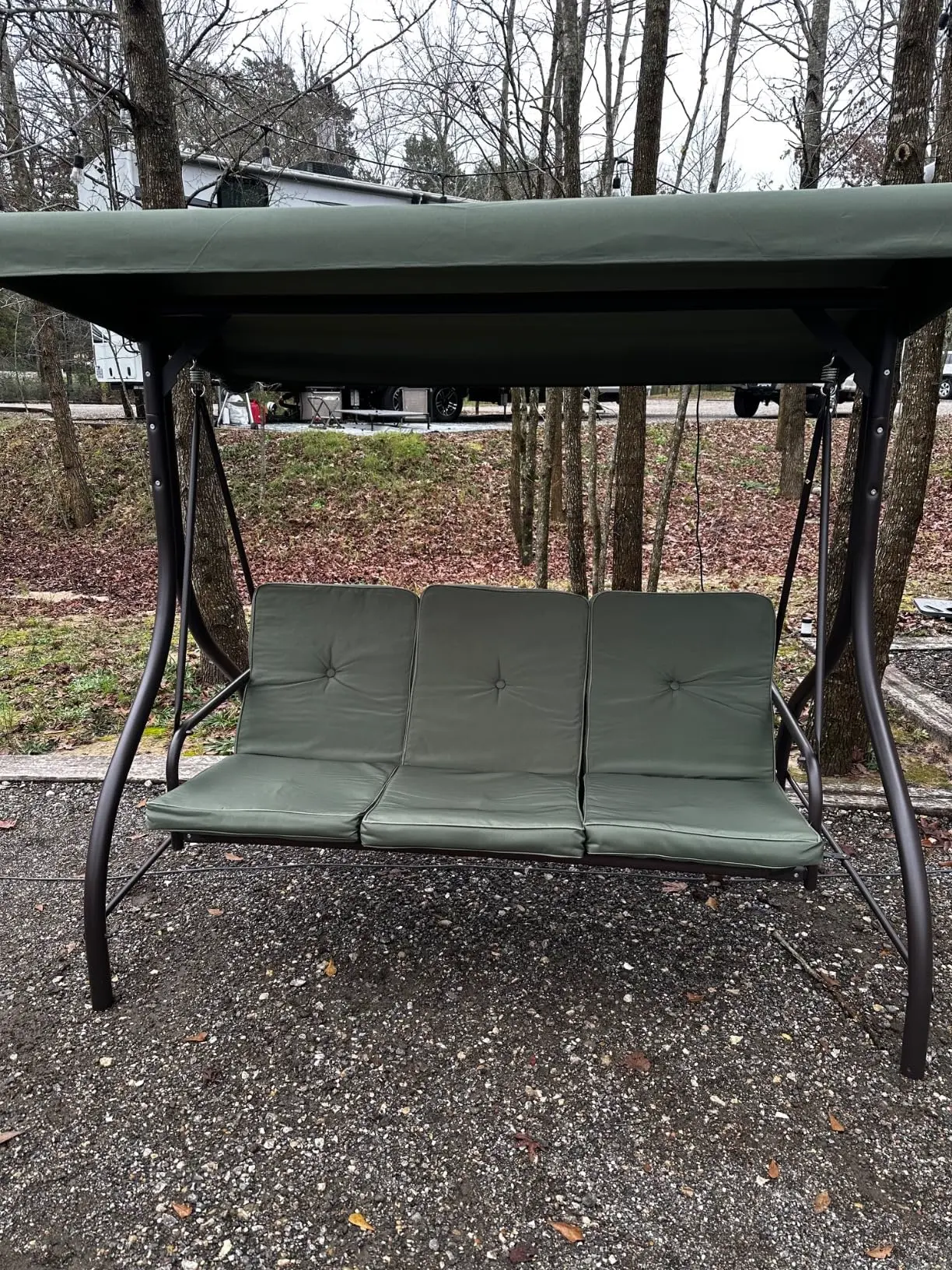 Customer photo — garden swing in the yard