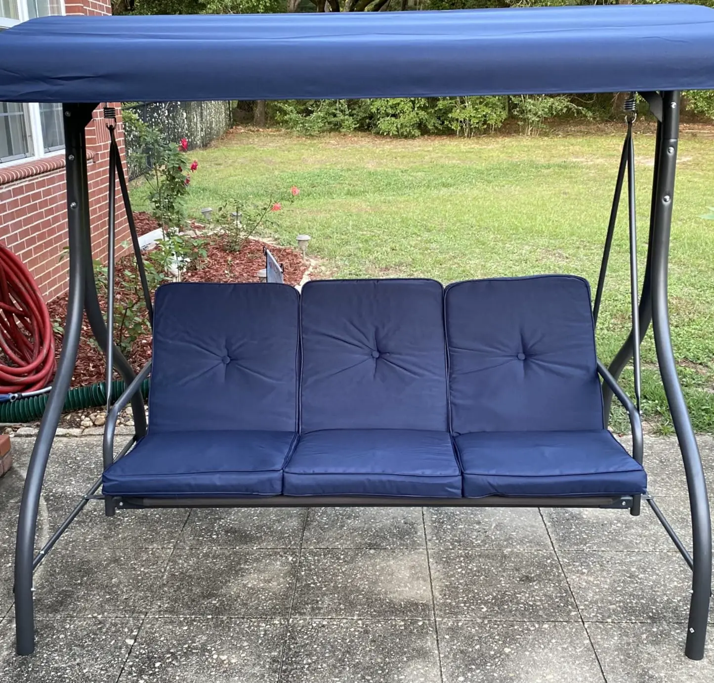 Customer photo — garden swing with canopy